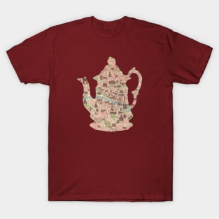 French Teapot cut from 1911 Tourist Map of Paris T-Shirt